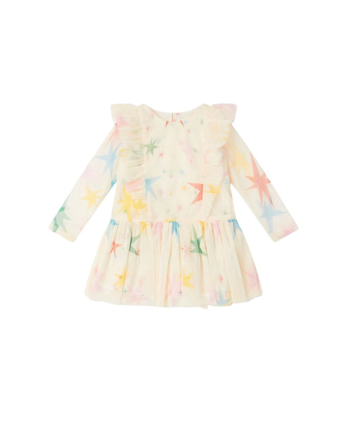 Abito in tulle con stelle multicolor per neonata