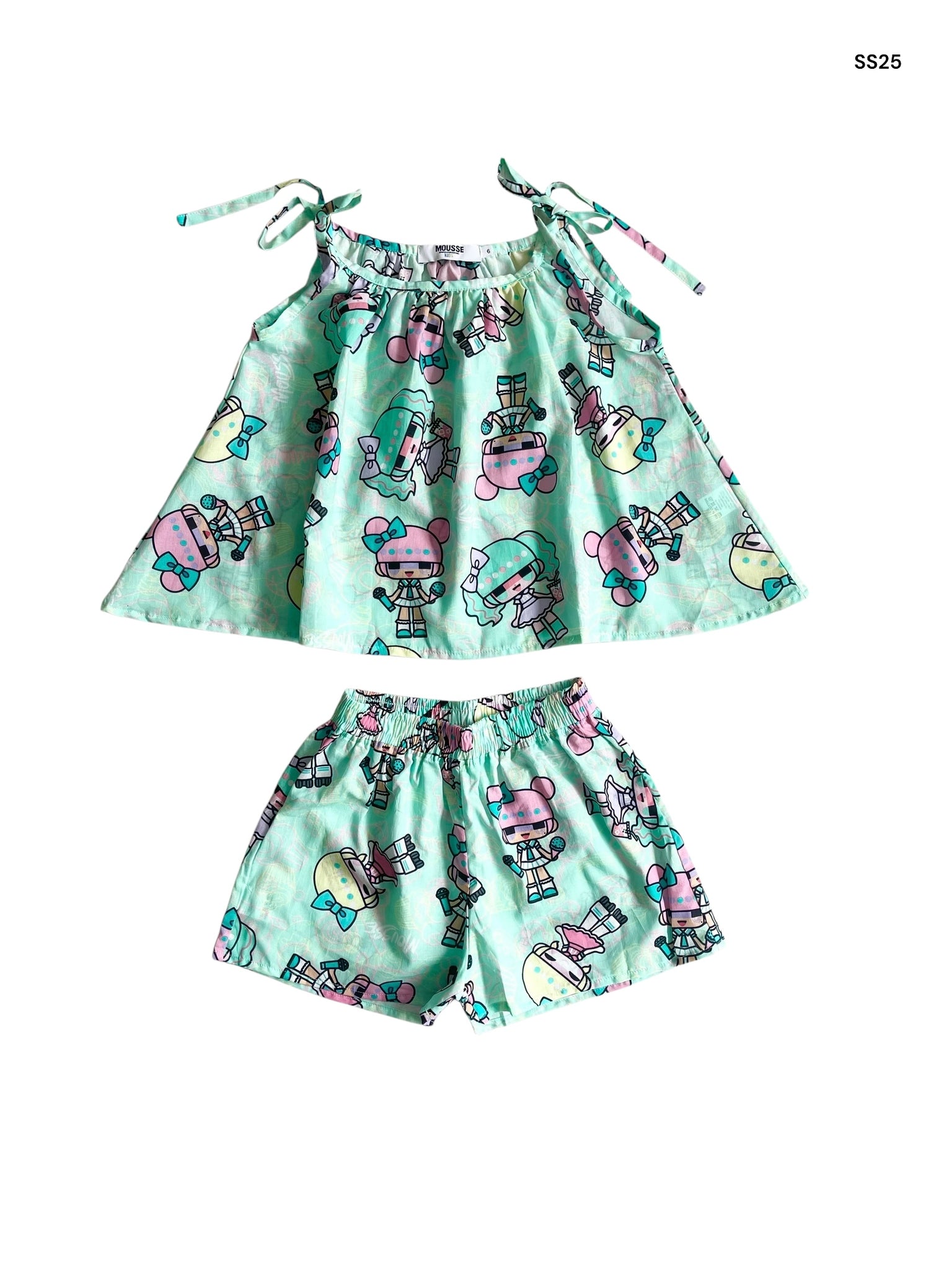 Completo multicolor con stampa all over per neonata e bambina