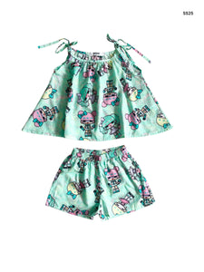 Completo multicolor con stampa all over per neonata e bambina