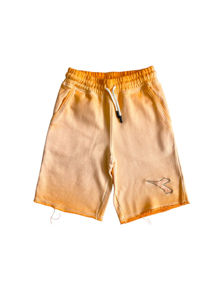 Bermuda in felpa arancione chiaro sfumato con logo per bambino