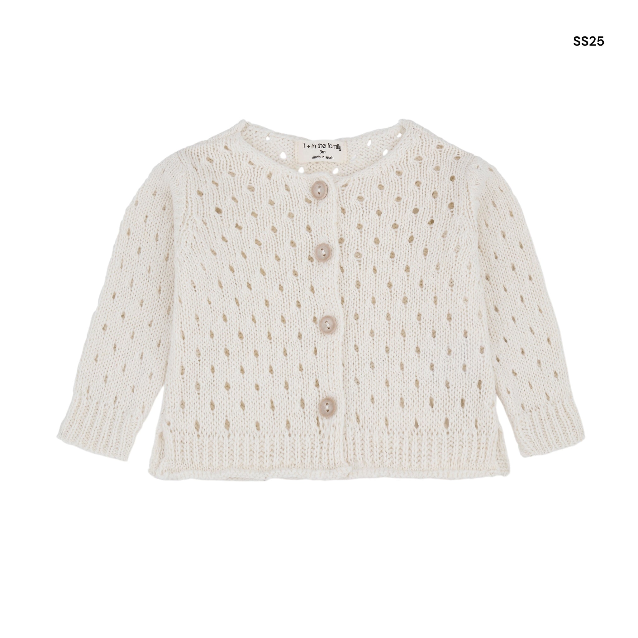 Cardigan panna lavorato a maglia per neonata