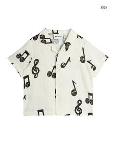 Camicia panna con note musicali per neonati e bambini