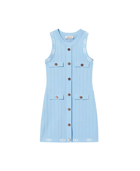 Abito celeste in maglia per bambina