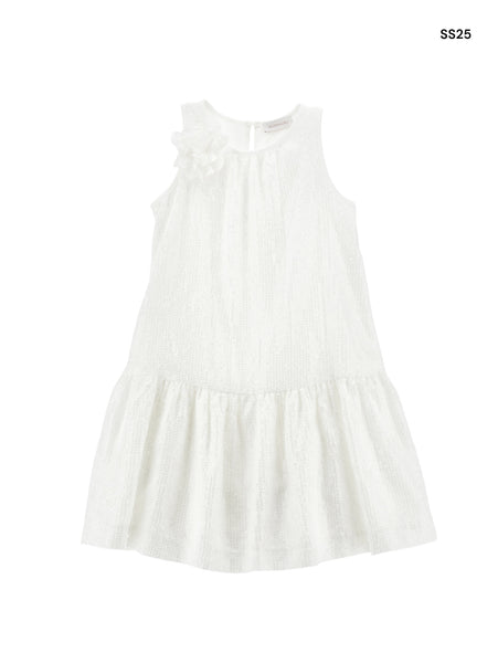 Abito bianco con ricami e paillettes per bambina