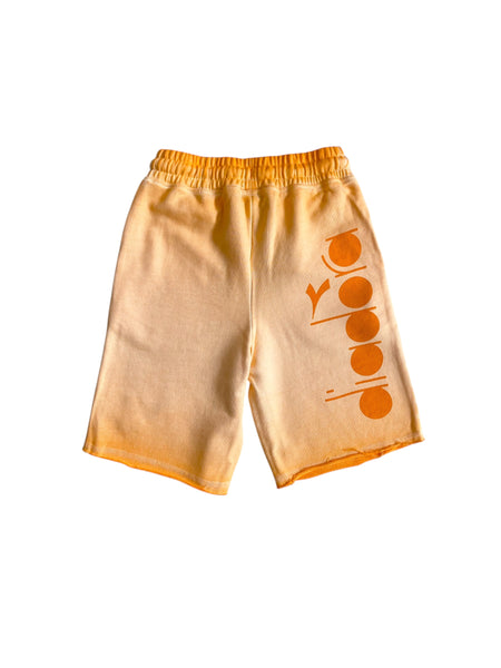 Bermuda in felpa arancione chiaro sfumato con logo per bambino