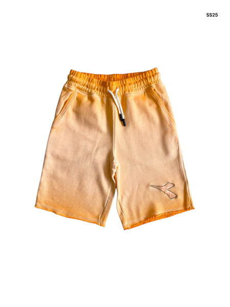 Bermuda in felpa arancione chiaro sfumato con logo per bambino