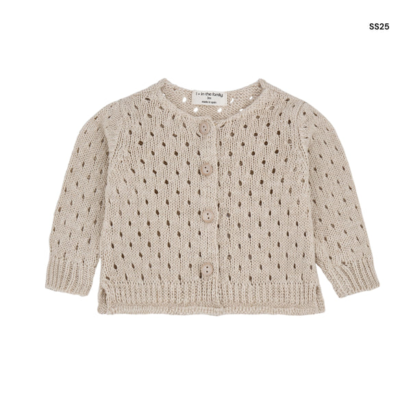 Cardigan lavorato a maglia beige per neonata