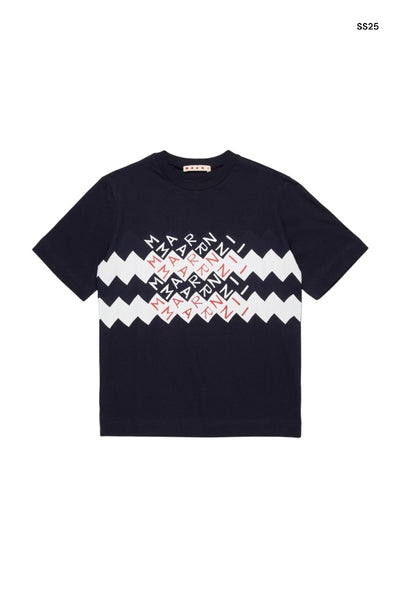 T-shirt blu con logo per bambino