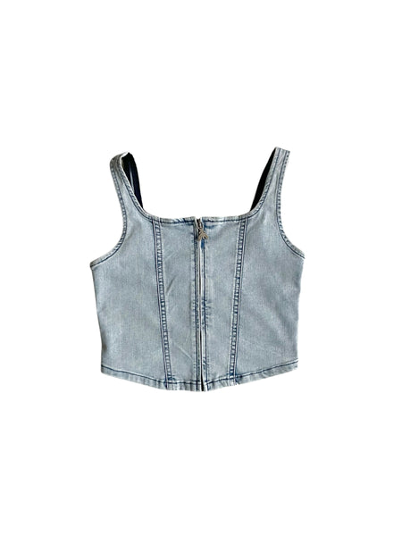 Top in denim chiaro per bambina