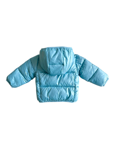 Piumino azzurro con cappuccio per neonati