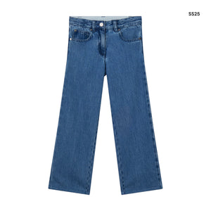 Jeans in denim blu con logo per bambina