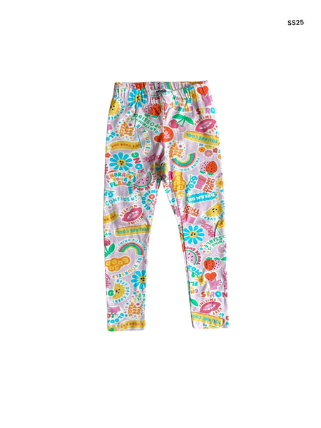 Leggings con stampa all over multicolor per neonata e bambina