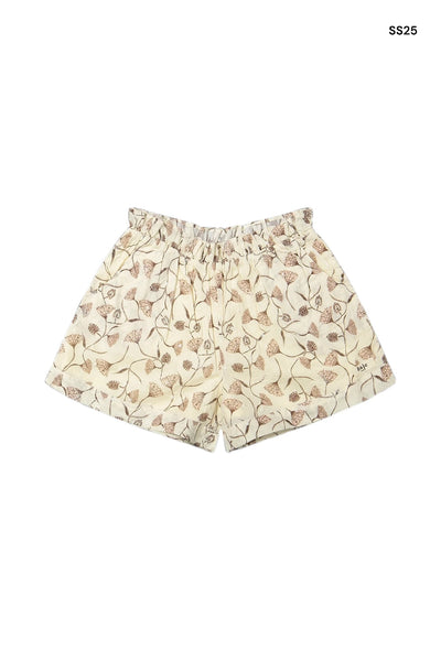 Short crema d'avena con stampa all over per neonata e bambina
