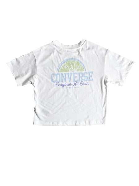 T-shirt cropped bianca per bambina