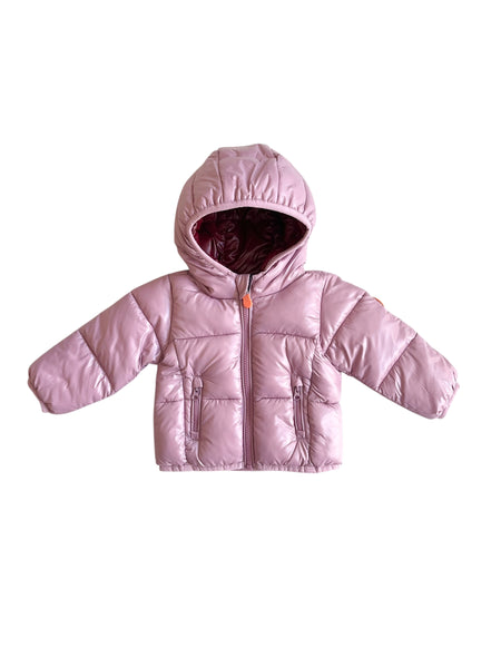 Piumino rosa con cappuccio per neonata