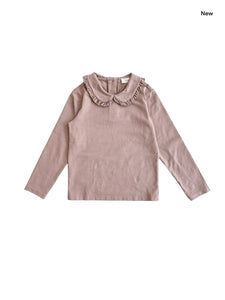 T-shirt rosa antico con colletto per neonata e bambina