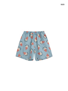 Short azzurro con stampa all over per neonati e bambini