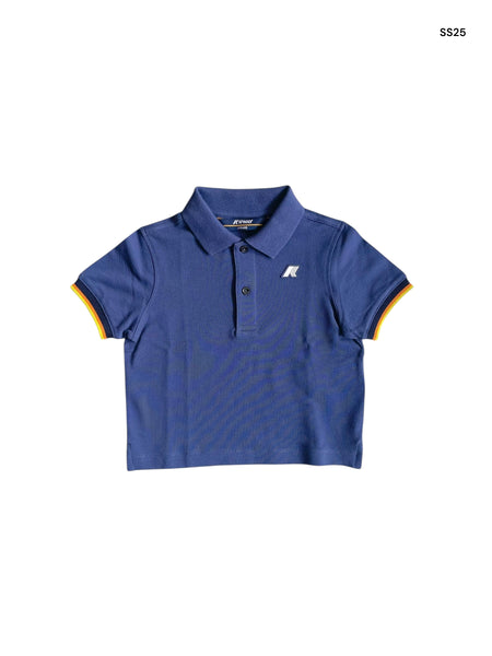 Polo blu con logo per neonato e bambino