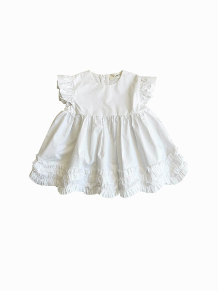 Abito bianco con ruches per neonata