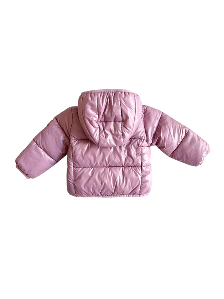 Piumino rosa con cappuccio per neonata