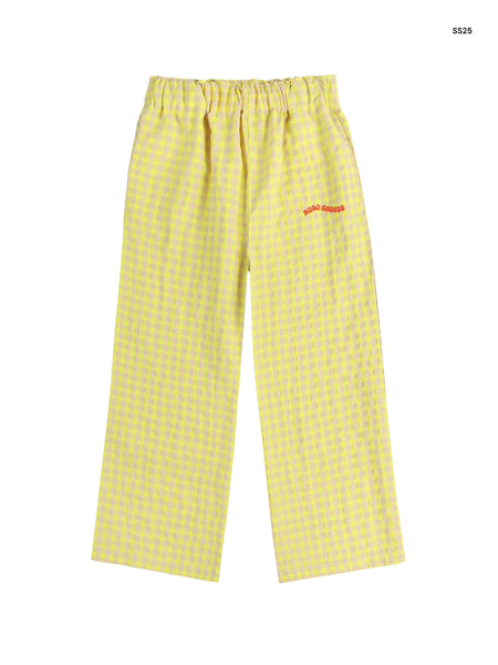 Pantalone vichy giallo e beige per neonati e bambini