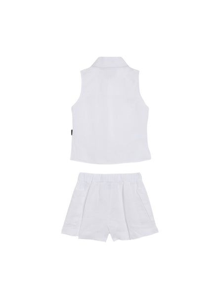 Completo bianco in lino per bambina