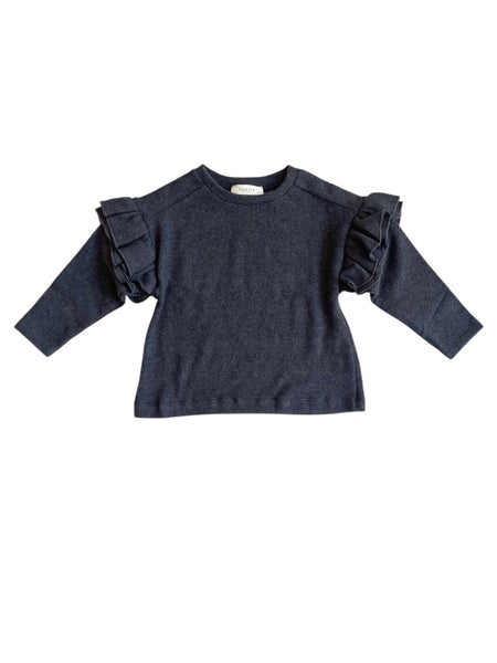 Maglia carbone con ruches per neonata e bambina