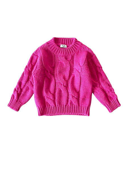 Maglione a trecce fucsia per bambina