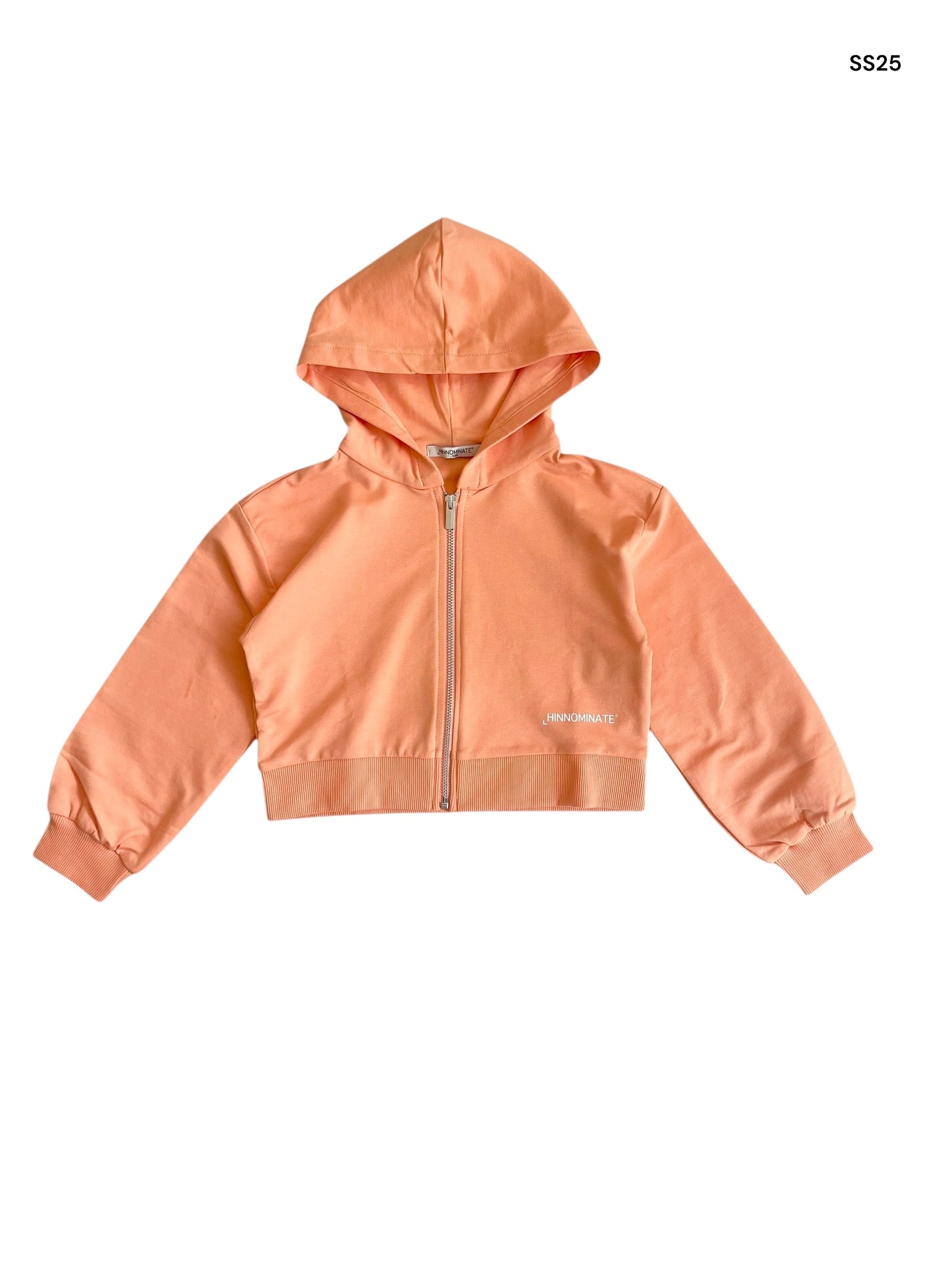 Felpa cropped pesca con logo per bambina