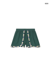 Short verde con ricami per neonata e bambina
