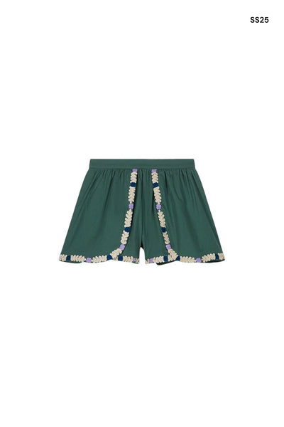 Short verde con ricami per neonata e bambina