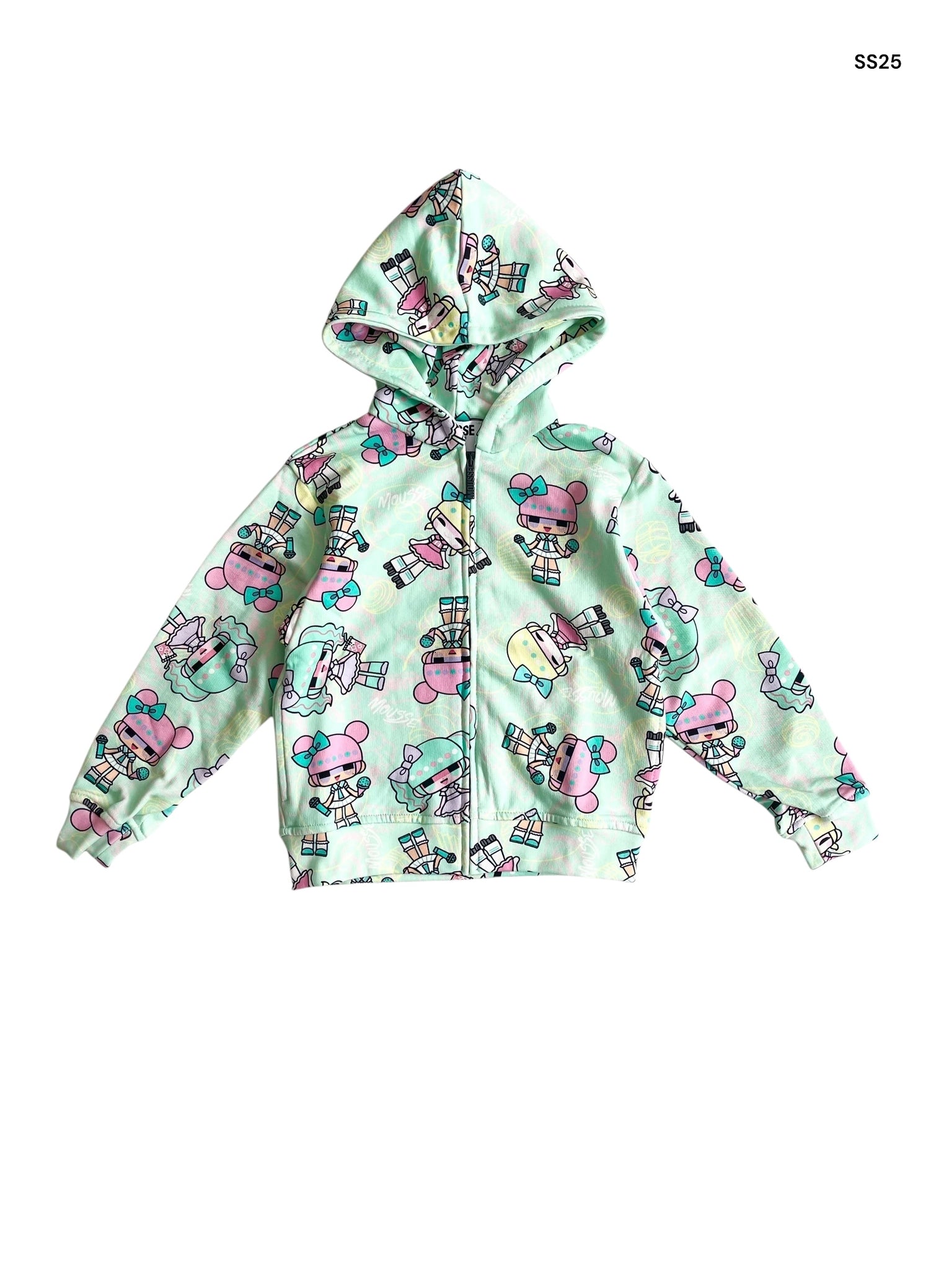 Felpa multicolor aperta con stampa all over per neonata e bambina