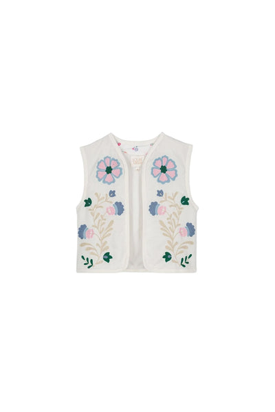 Gilet bianco con ricami per bambina