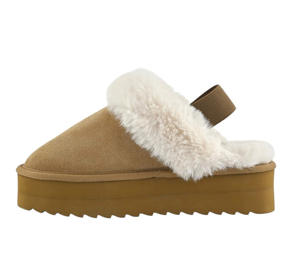 Platform slipper tan per bambina