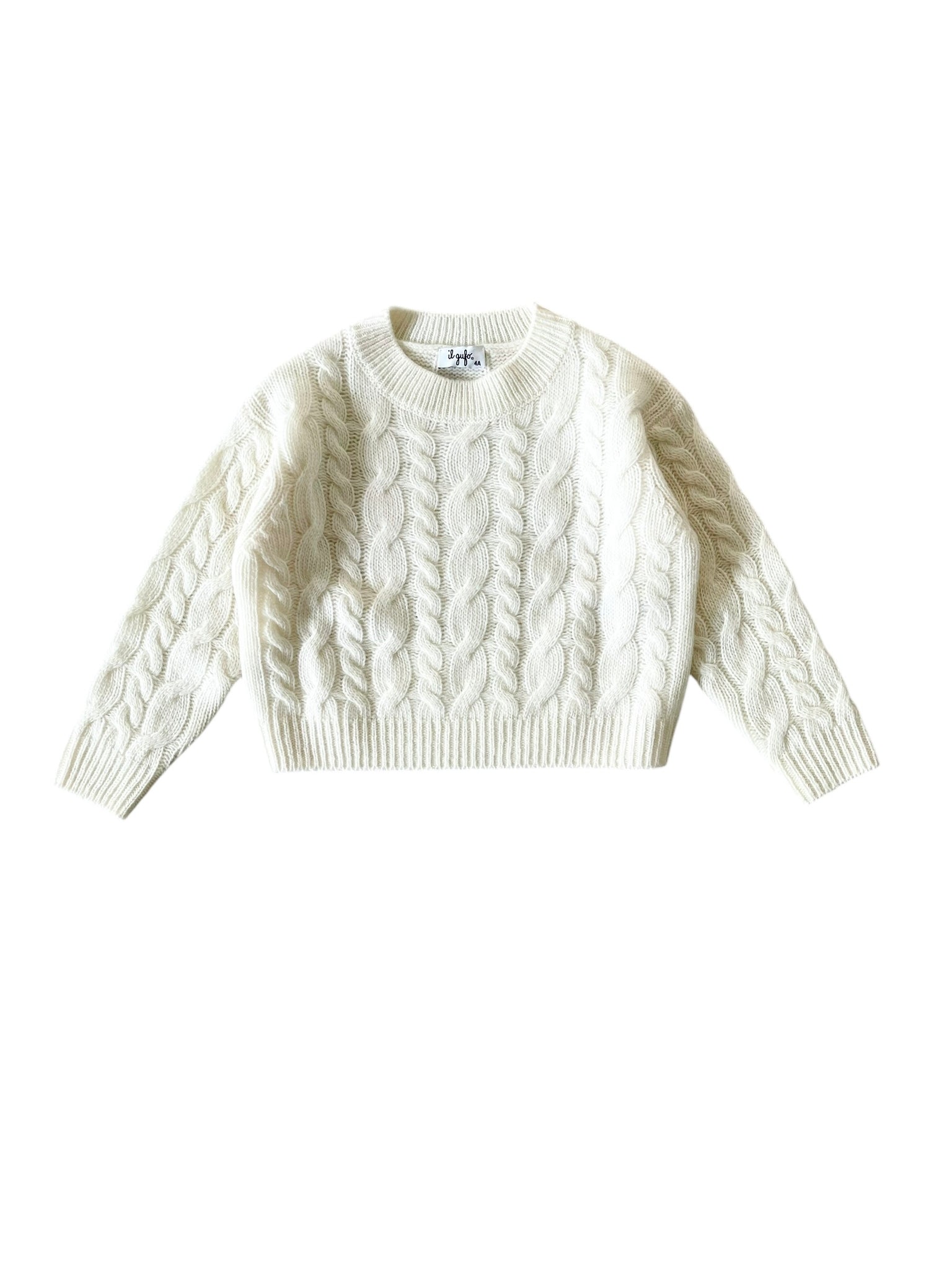 Maglia panna a trecce per  bambina