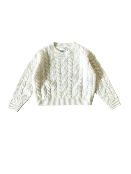 Maglia panna a trecce per  bambina