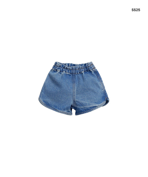 Short in denim blu per neonata