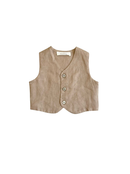 Gilet in lino sabbia per neonato