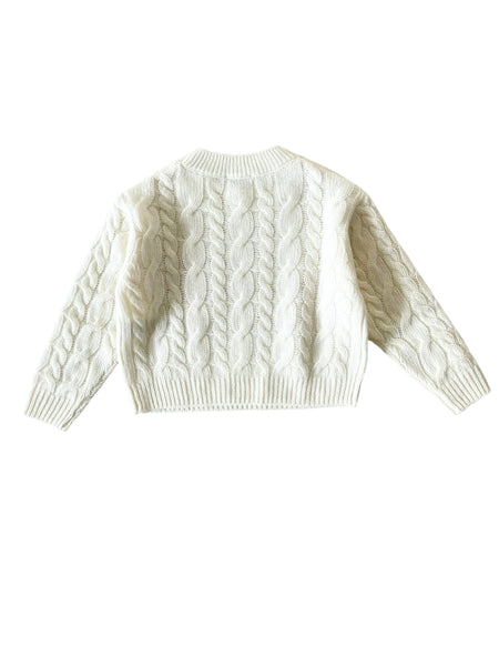 Maglia panna a trecce per  bambina