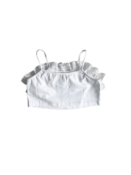 Top bianco con pizzo per bambina