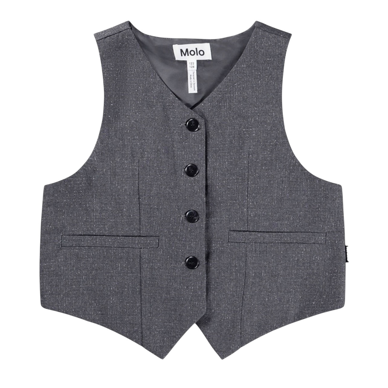 Gilet grigio con filo argentato per bambina