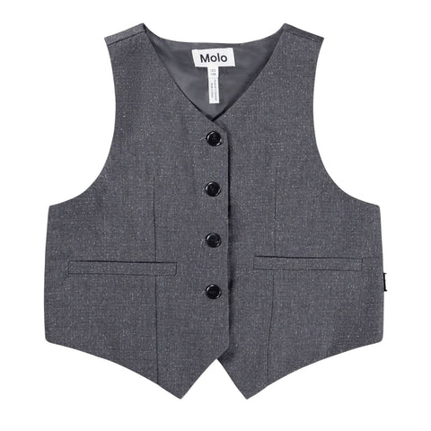 Gilet grigio con filo argentato per bambina