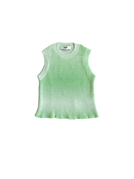 Canotta in maglia verde con logo per bambina