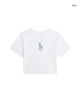 T-shirt cropped bianca per neonata e bambina