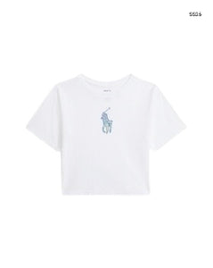 T-shirt cropped bianca per neonata e bambina