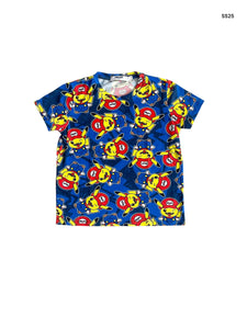 T-shirt multicolor con stampa all over per neonato e bambino