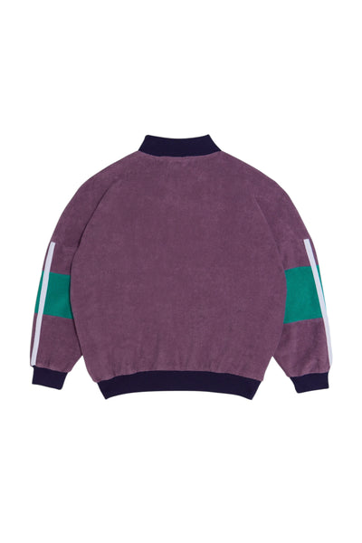 Felpa aperta in spugna color block viola per bambini