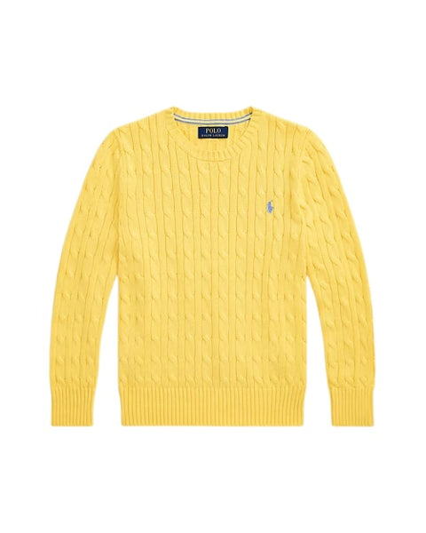 Maglia gialla in cotone a trecce per bambini