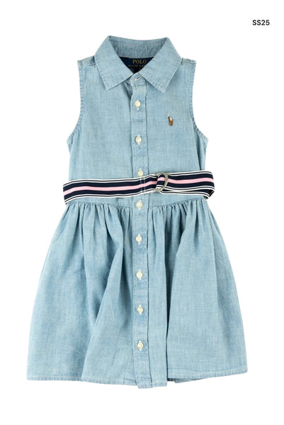Abito chemisier in chambray di cotone per bambina