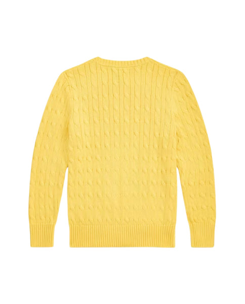 Maglia gialla in cotone a trecce per bambini